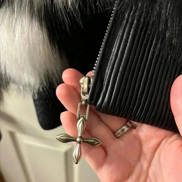 SMFK Chessboard Faux Fur Bomber Jacket - Picture 5 of 13